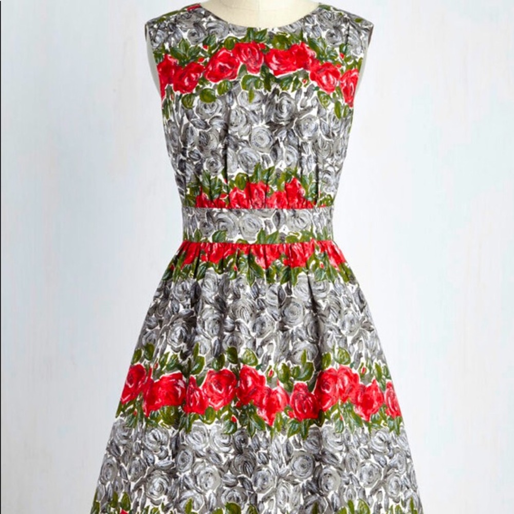 Emily and Fin Roses Dress UK 14 Modcloth